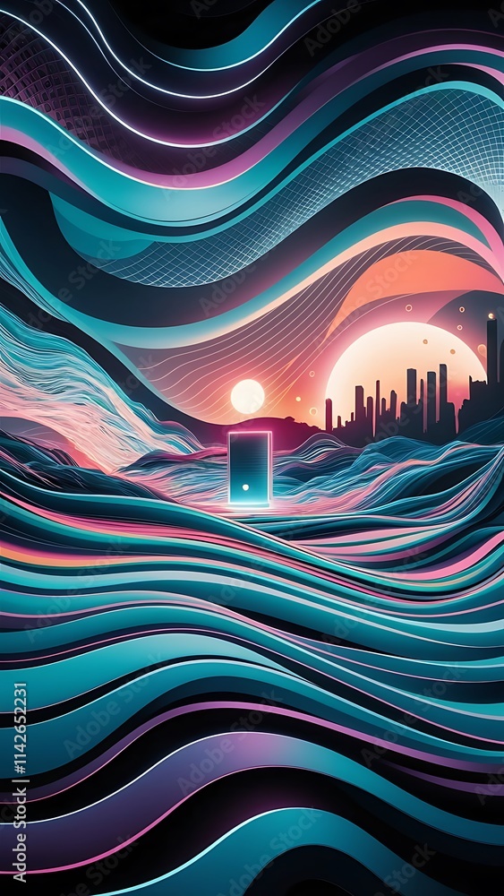 Poster abstract colorful lines vector background internet big data and technology connections concept abstr