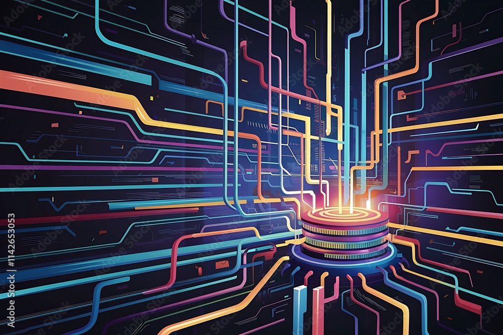 Poster abstract colorful lines vector background internet big data and technology connections concept abstr