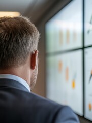 Strategic Renewable Energy Policy Meeting with Executives Analyzing Clean Energy Reports on Screen