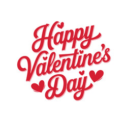 Happy valentines day lettering typography design. Valentines day calligraphy with hearts. Stylish valentines day greeting vector text.