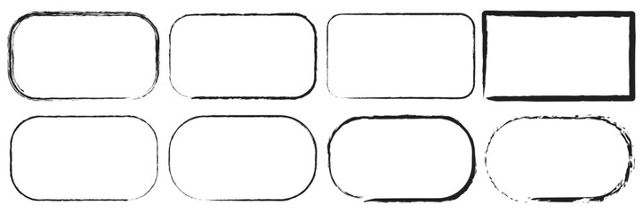Obraz premium Grunge square and rectangle frames. Ink empty black boxes set. Rectangle borders collections. Square empty borders. Vector illustration. Hand drawn black borders on a white background. 66