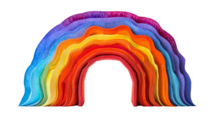 Brightly colored rainbow arch design, transparent background