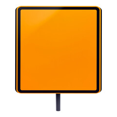 blank square orange traffic sign road caution outdoor safety mockup transportation indicator isolated on png transparent background