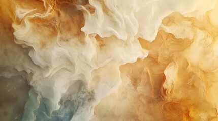 Golden and Cream Abstract Cloud Textures Background - Made with Generative AI