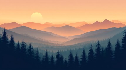Obraz premium Misty Mountains at Sunrise with Soft Lighting