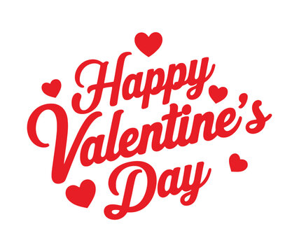 Happy valentines day lettering typography design. Valentines day calligraphy with hearts. Stylish valentines day greeting vector text.