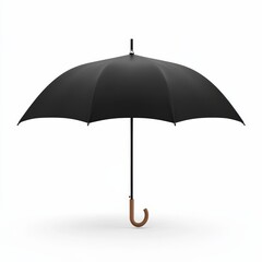 3D icon of an open umbrella indoors, minimalistic and isolated on a pure white background, symbolizing the superstitions surrounding Friday the 13th