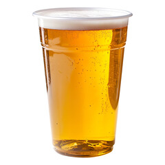 Beer in a plastic cup isolated on transparent background