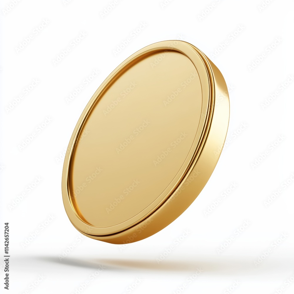 Poster 3d icon of an unlucky coin flipped, minimalistic design, isolated with subtle shadows on white backg