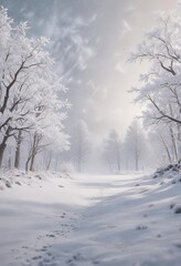 Fototapeta premium Winter wonderland with shimmering snowflakes on pale background, snow crystals, January, sparkle, December