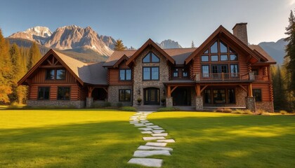 Stone house with mountains in the background