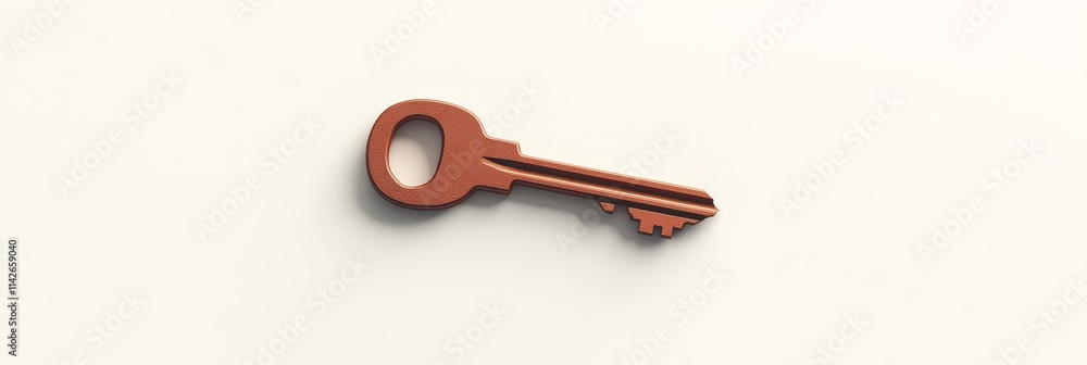 Poster a clean 3d icon of a broken key, minimalistic, isolated with a soft shadow on a white backdrop, symb