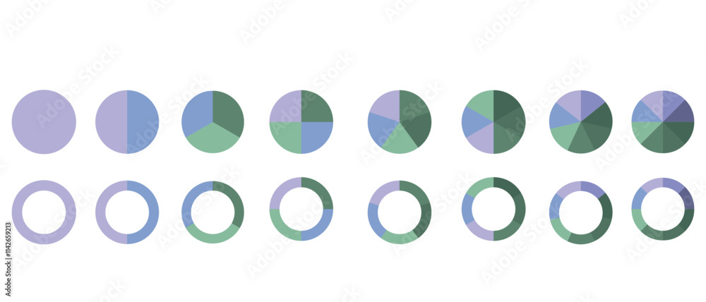 Poster quarter report pie chart icon set. suitable for mobile app, and website ui design.
