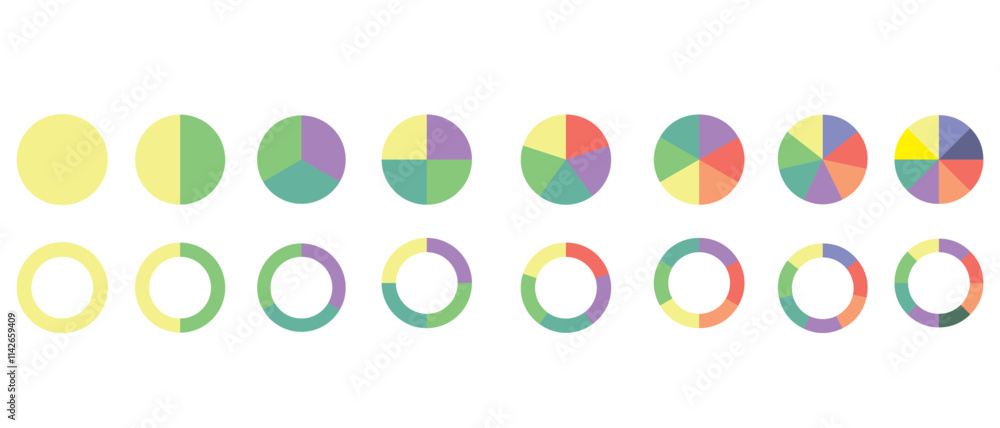 Poster quarter report pie chart icon set. suitable for mobile app, and website ui design.