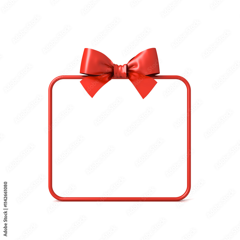Poster Red minimal gift box frame product mockup display showcase stand or red present frame border isolated over white background with shadow minimal creative idea concepts 3D rendering