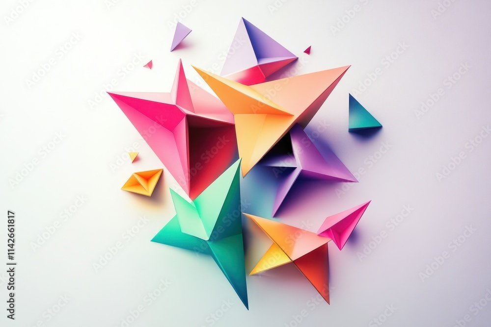 Poster colorful geometric shapes in vibrant tones creating an abstract composition for artistic and creativ