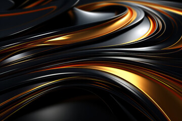 Intricate, flowing lines of black and gold create a dynamic and luxurious abstract visual. The interplay of dark and light metallic hues evokes a sense of elegance and sophistication.
