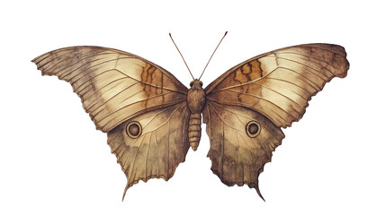 Brown butterfly vintage isolated on a white background