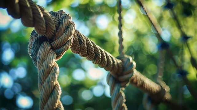 Defocused ropes hanging above an integral part of the parks thrilling landscape.