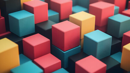 Fototapeta premium Colorful 3D Cube Abstract Background Illustration