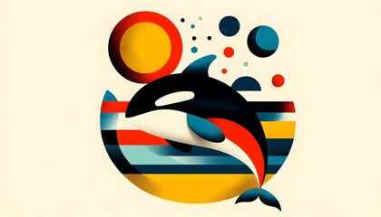 Orcas Geométricas: Arte en el Mar de Colores