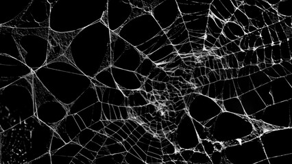 Creepy spider web covers black background Abstract