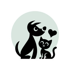 Dog and cat silhouette illustration