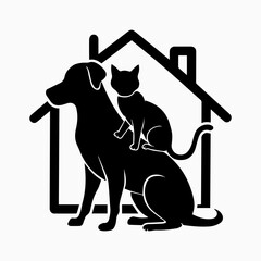 Dog and cat silhouette illustration