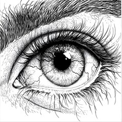 Obraz premium A coloring page that presents a zoom-in on a stunning eye.