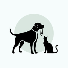 Dog and cat silhouette illustration