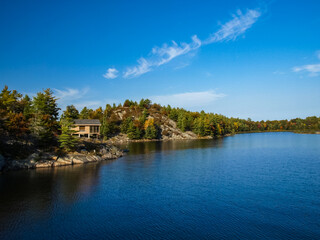 Fototapeta premium Autumn on the shore of Lake Huron, a beautiful autumn landscape