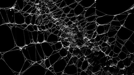 Creepy spider web covers black background Abstract