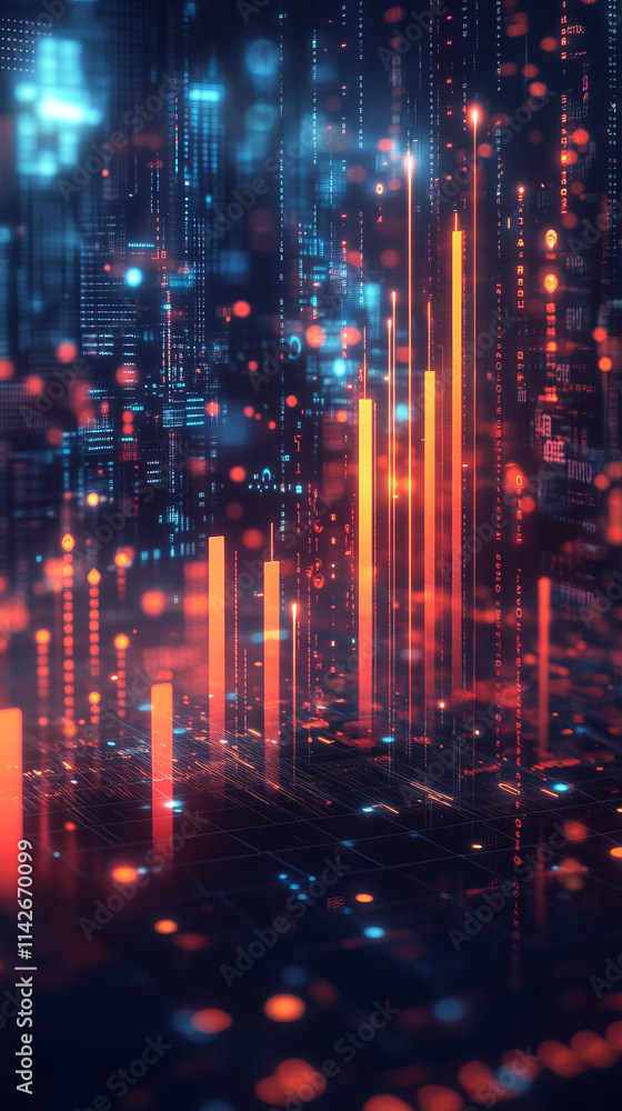 Aufkleber glowing data visualizations and upward graphs symbolize growth and innovation