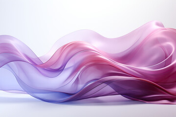 Smooth, translucent waves of pink and purple create a dynamic, abstract composition. The ethereal forms flow gracefully, evoking a sense of movement and fluidity against a soft, light backdrop.