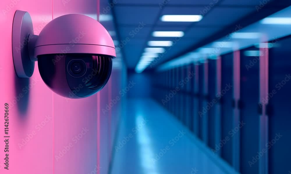 Aufkleber modern security camera in a data center enhancing surveillance capabilities.