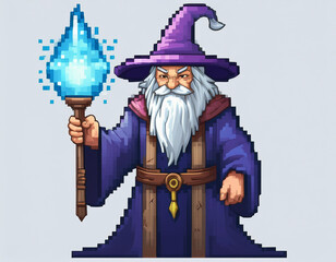 Fototapeta premium Pixel Art Wizard Casting a Spell