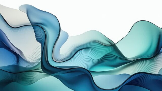 Abstract blue and white waves on a white background