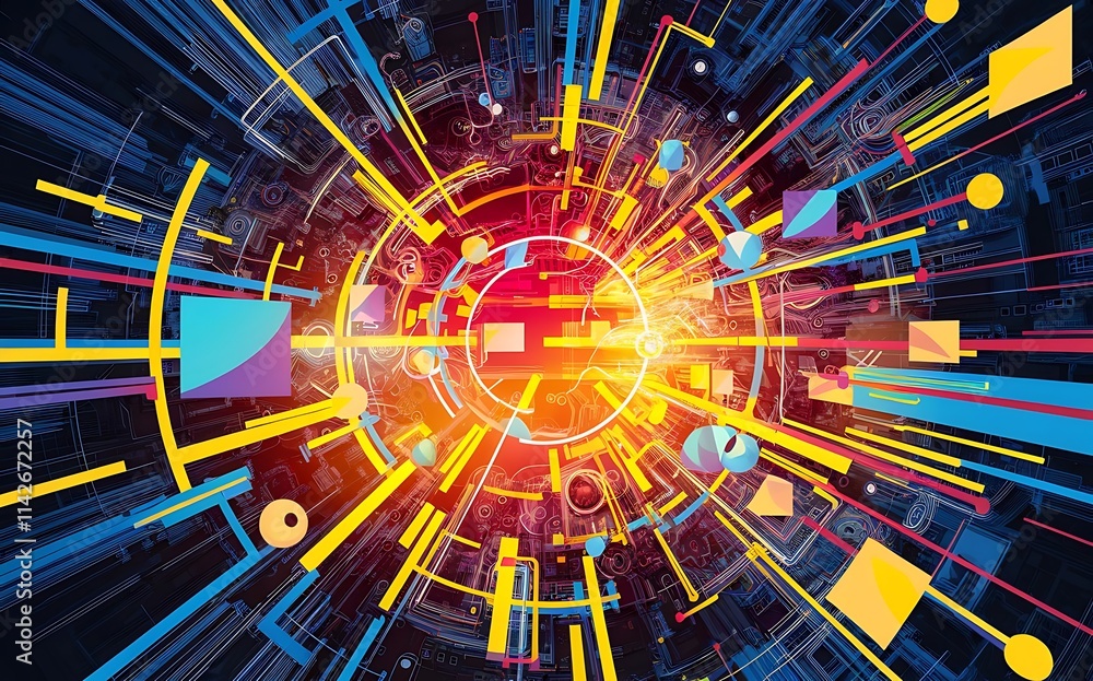 Poster abstract colorful lines vector background internet big data and technology connections concept abstr