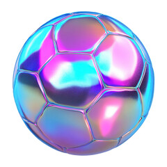 Naklejka premium 3d render metal blue holographic football PNG