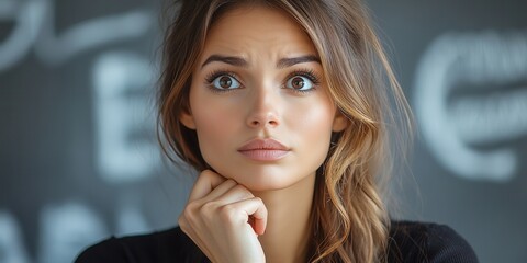 Woman with an expressive gaze contemplates an important decision in a cozy coffee shop during the afternoon