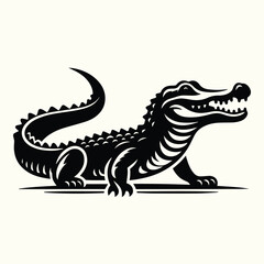 Alligator Silhouette Set Featuring Various Poses for Wildlife, Nature, and Logo Design Projects