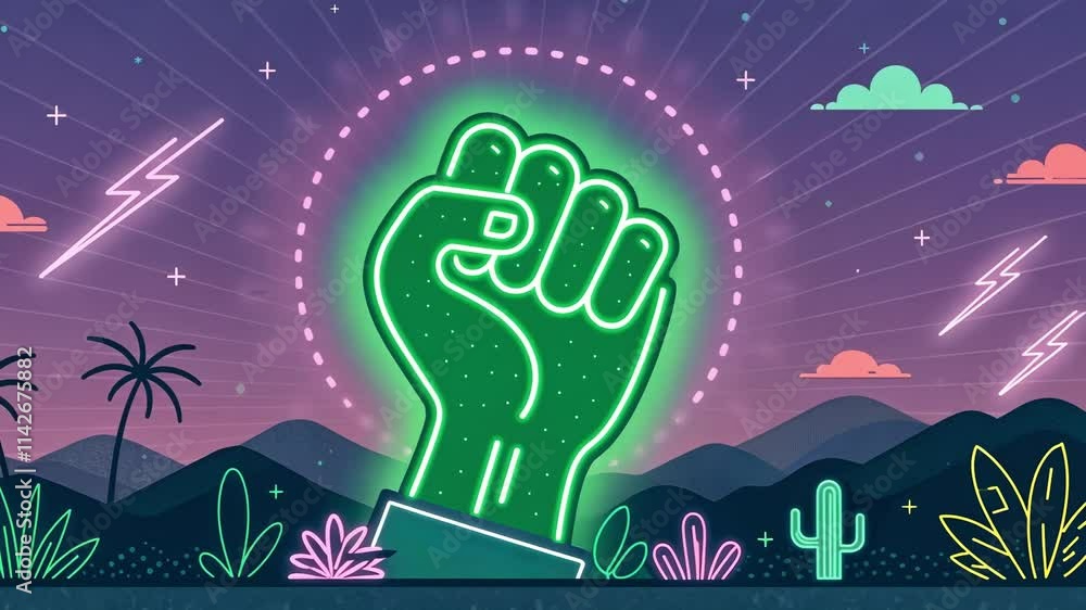 Poster dynamic grab cursor a neon green hand representing a grabbing action pulses with a gentle light. the