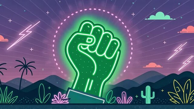 Dynamic Grab Cursor A neon green hand representing a grabbing action pulses with a gentle light. The background is filled with soft pastel hues giving it a retro arcadelike feel