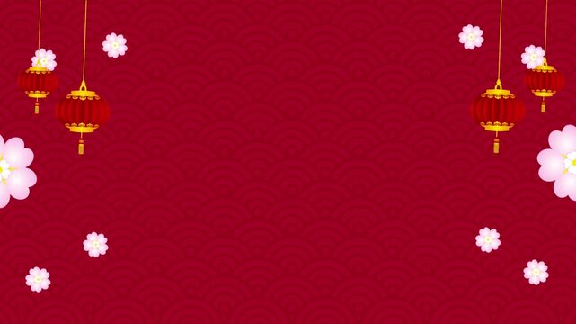 Chinese New Year theme backgrund with red color. Motion Graphics 4K.