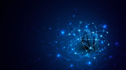 Obraz premium Digital technology of the future. AI icon or artificial intelligence symbol. Future advanced artificial intelligence technology circuit board concept 