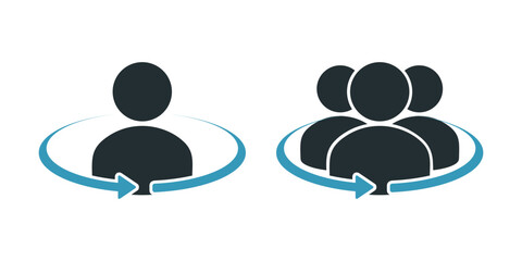 360 degree rotation. Person rotation icon. Illustration vector