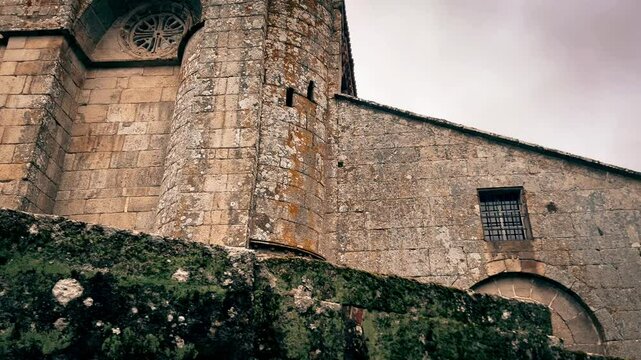Ancient Church of Santa Mari&ntilde;a de Augas Santas in Allariz, Galicia, Historic Architecture, Tranquil Heritage Site Video