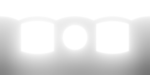 3d render image of panoramic 360 view equirectangular hdri studio lights image map, environment map with bloom light boxes in a circle	