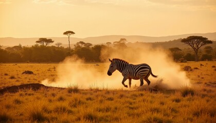 Fototapeta premium Serene Zebra in African Savanna
