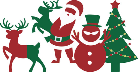 X mas vector silhouettes icon set design 